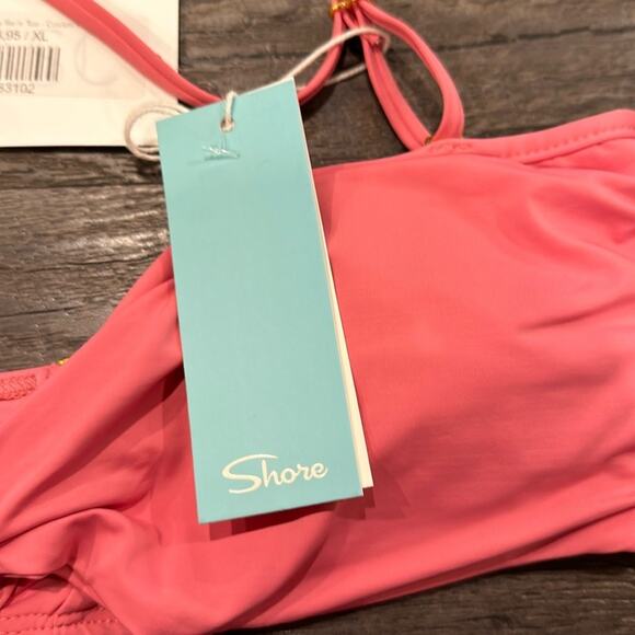 Shore XL Bubble Gum Pink Two-Piece Bandeau Tie Bikini - Picture 4 of 14